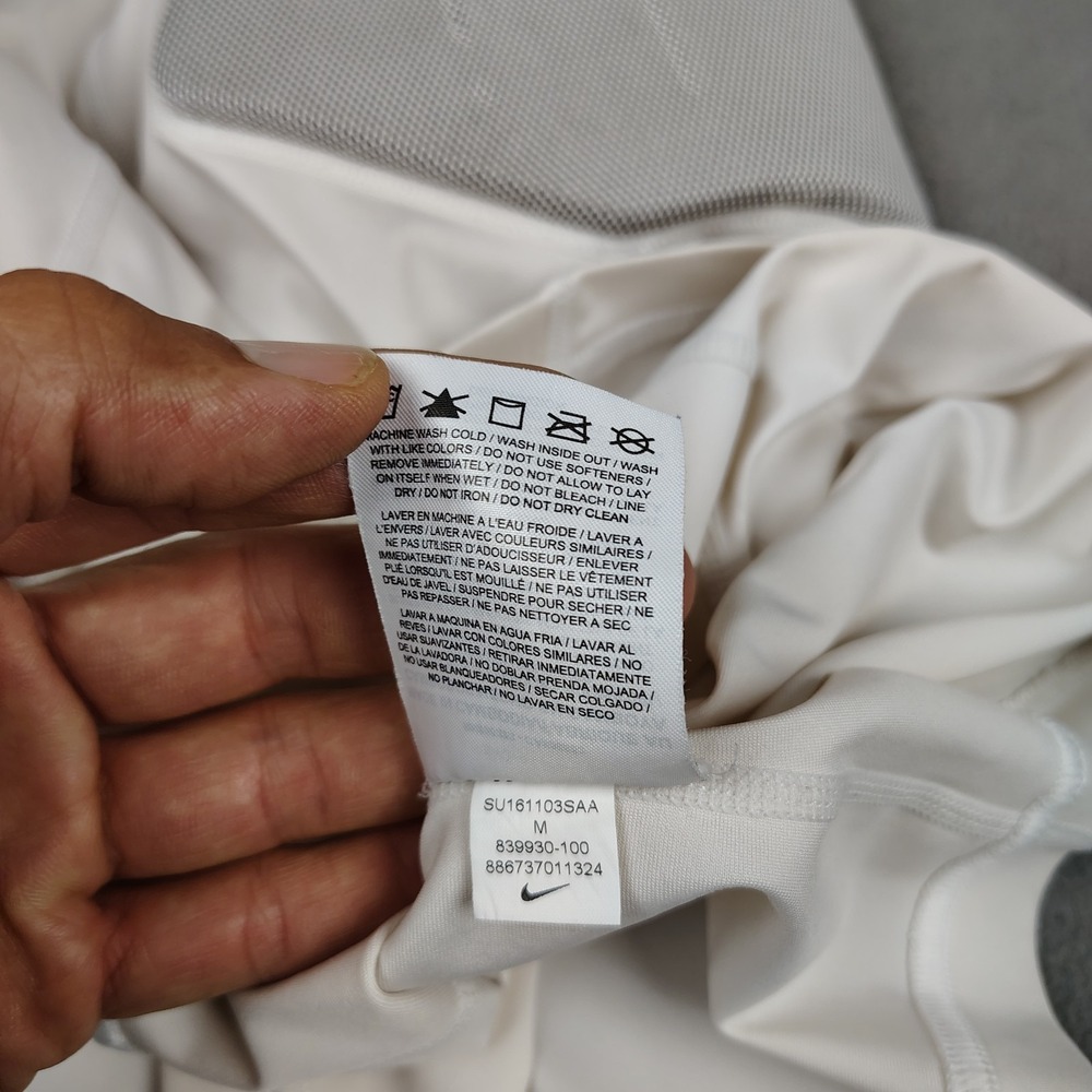 Nike White & Gray Compression Athletic Shirt with Mesh Panels - Picture 6 of 9
